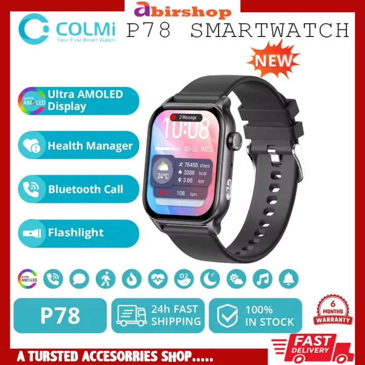 Colmi P78 AMOLED Smart Watch Waterproof Rotating Crown Bluetotoh Calling Smart Watch Long Battery Back Up