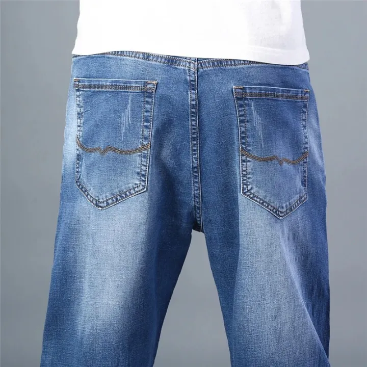 6%20Colors%20Spring%20Summer%20Men's%20Thin%20Straight-leg%20Loose%20Jeans%20Classic%20Style%20Advanced%20Stretch%20Baggy%20Pants%20Male%20Plus%20Size%2040%2042%2044%20-%20Image%205