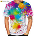 New Fashion Rainbow Paint Splatter Tie-dye 3D Printed T-Shirt Men Women Summer Casual Tshirt Streetwear Oversized Tops Tees.
