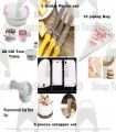 Combo Of Turn Table +3 Butter planer set + 3 pcs Scrapper + White 9 pcs Measurement cup set + 10 Pieces Piping Bag. 