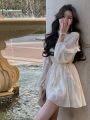 YAENHEY Beach Style Chiffon Y2k Mini Dress Office Lady Casual Long Sleeve Elegant One Piece Dress Korean Fashion Clothing Summer 2023.