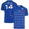 Formula One Alpine F1 Team Alonso Blue Short Sleeve 2022 F1 T-Shirt Official Hot Selling Racing Competition Summer T-Shirt.