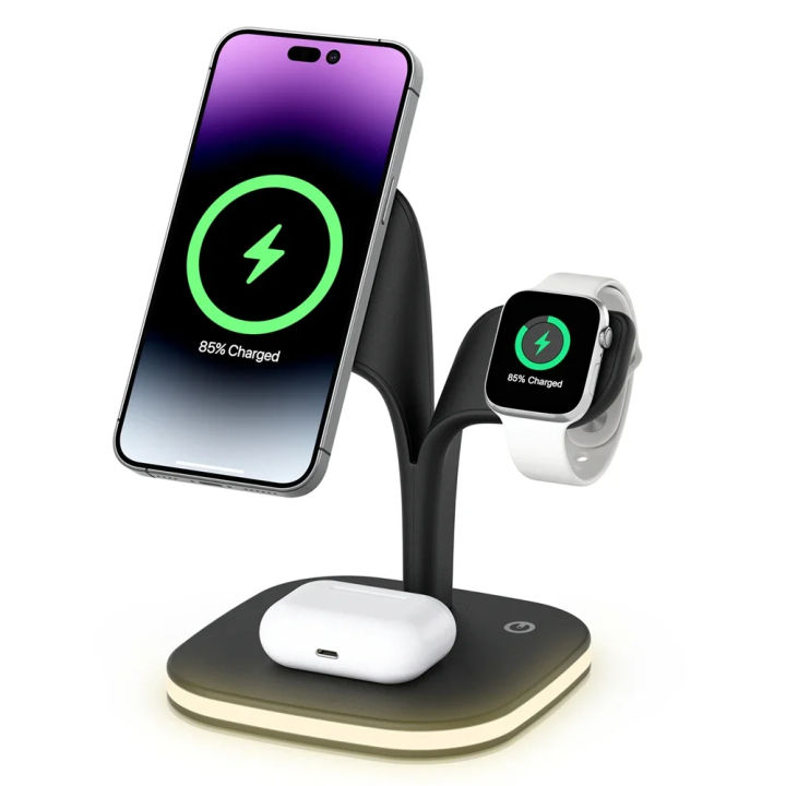 Magnetic 3 in 1 Wireless Charger For iPhone 13/14/15/ Pro Max/12 100% Fast Wireless Charging Station For Apple Watch/AirPods Pro