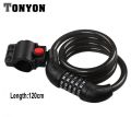 TONYON - TY566 Bicycle 5-Digit password Lock anti-theft cable lock Coded Combination - Black. 