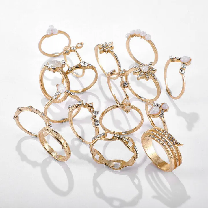 Finger%20Ring%20Set%20Gold%20Crystal%20Joint%20Rings%20Ring%20for%20Women%20and%20Girls%20(Pack%20of%2017)%20-%20Image%204