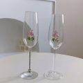 Creative 3D Pink Glass Rose Build-In Red White Wine Glasses Cup Drinkware Goblet Champagne Flute Household Lovely Valentine Gift. 