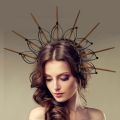 Greek Lolita Halocrown Virgin SunGoddess Baroque Tiara Crown Exaggerated Spiked Tiara Headband Girls Hair Accessories Headpiece. 