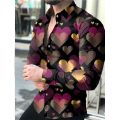 Luxury Fashion Men Shirts Oversized Casual Shirt love Print Long Sleeve Tops Men's Clothing Party Cardigan Blouses High Quality. 