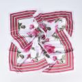 2023 New Rose Pattern Four Seasons Universal Fashion 90 Color Ding Large Square Scarf Headband Scarf Silk. 