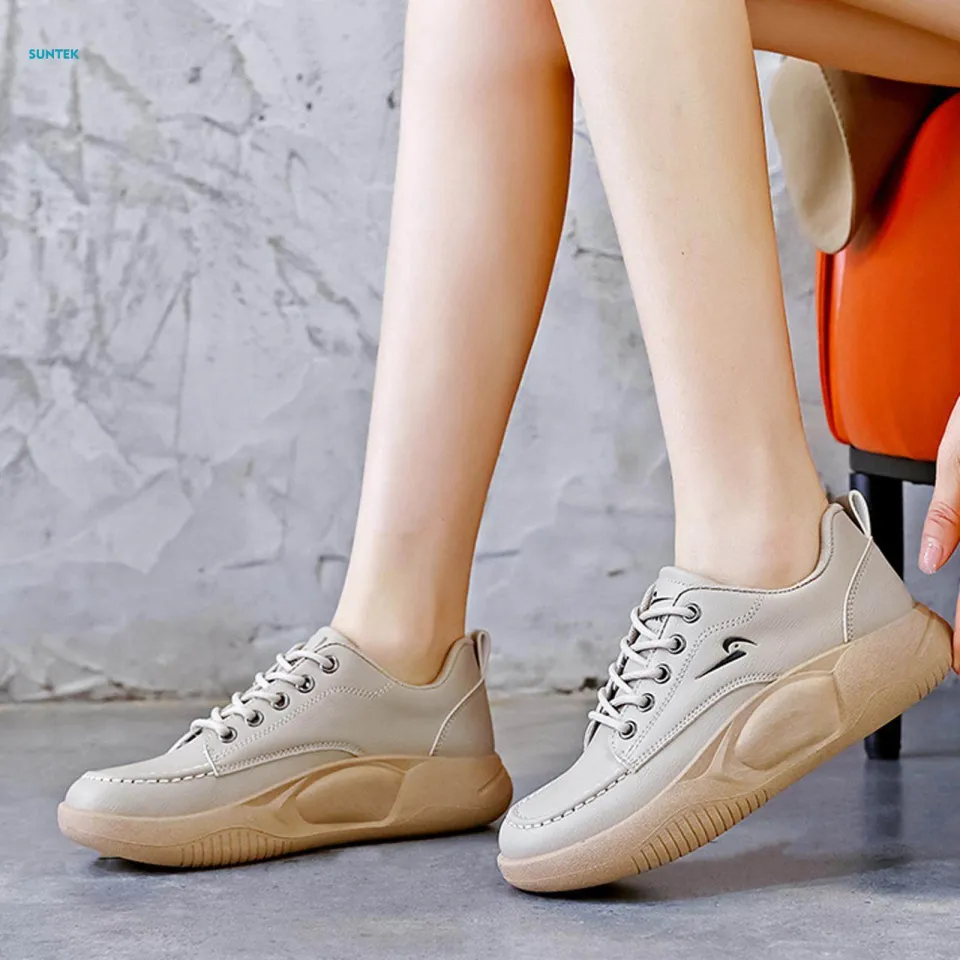 Women Casual Sneakers Lightweight Anti Slip Comfortable Swing Shoes  Breathable Sports Shoes for Autumn Spring Outdoor Hiking Shorts Khaki, 35