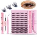 DIY Clusters Lash Kit Full Set 5-16mm Mix Bond&Seal Tweezers Lash for Self Application Makeup Individual Eyelash Extensions new. 