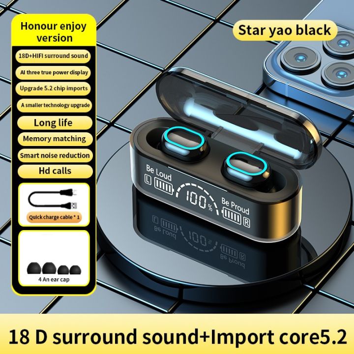 Tws wireless bluetooth 5.2 earbuds waterproof sport headset noise reduction hifi stereo headphones touch control earphone with led charging case