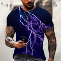 2022 lightning cat men's T-shirt 3D digital personalized o neck short sleeve shirt tops summer oversized fashion cool streetwear.