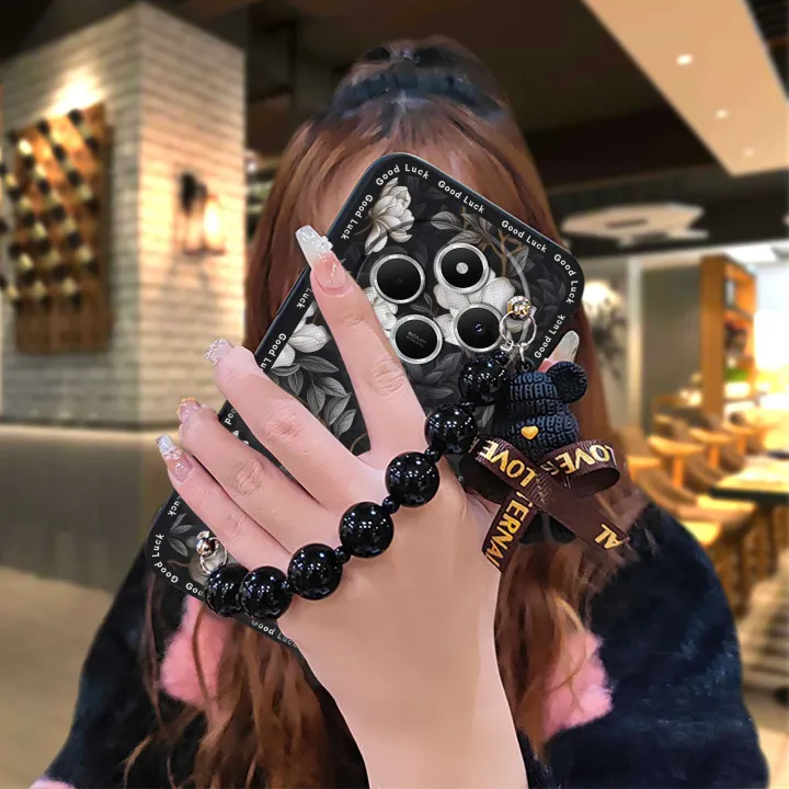 Anti-knock%20Waterproof%20Phone%20Case%20For%20Redmi%20A4%205G/14C%205G/Xiaomi%20Poco%20M7%205G%20Cartoon%20Back%20Cover%20soft%20case%20Bear%20bracelet%20-%20Image%205