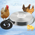 Qiunery Chicken Water Heater With Thermostat, 5.2 Ft Power Cord 48W Stainless Steel Poultry Waterer Heated Base For 1,2,5 Gallon Barrels Chicken Drinker. 
