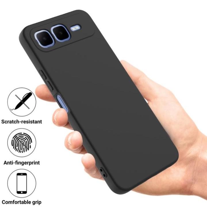 Infinix Smart 10 Plus Silicone Matte Flexible Soft Phone Case- Black - Phone Back Cover
