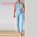 Ta Top Trousers Suit Bkless Tight Waist Ladies Summer Suit. 