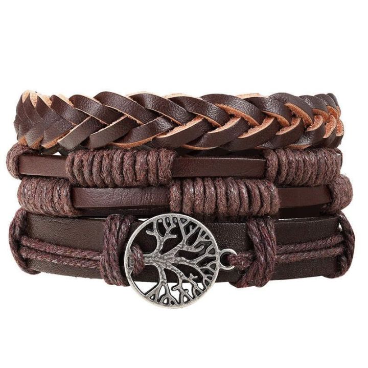 4Pcs/%20Set%20%20Multilayer%20Leather%20Bracelet%20Braided%20Bracelets%20for%20Men%20Vintage%20Life%20Tree%20Rudder%20Charm%20Wood%20Beads%20Ethnic%20Tribal%20Wristbands%20-%20Image%203