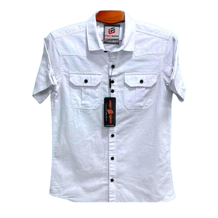 Double Pocket Short Sleeve Shirt For Men