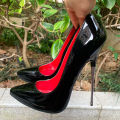 Shiaopick 16cm Extreme Metal High Heels Stilettos Women Solid Black Red inside Pumps Fetish Model Party Unisex Shoes Size46 House Foocus. 