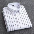 Mens Dress Shirts Striped Long Sleeve Spring Autumn Smart Casual Business Non-Ironing Slim Fit Formal Men's Shirt Blue White. 