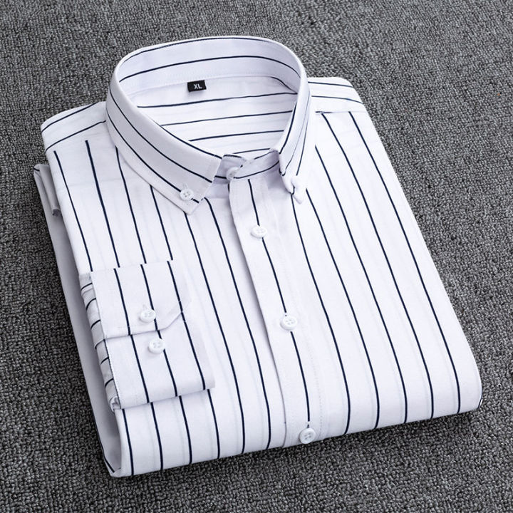 Mens%20Dress%20Shirts%20Striped%20Long%20Sleeve%20Spring%20Autumn%20Smart%20Casual%20Business%20Non-Ironing%20Slim%20Fit%20Formal%20Men's%20Shirt%20Blue%20White%20-%20Image%204