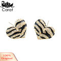 Women\'s Fashion Zebra Crystal Rhinestone Heart Shape Ear Stud Earrings Jewelry. 