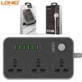 LDNIO SC3604 6 USB Charging Ports Sockets  with 3 plug Outlet Power Strip multiplug. 