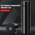 500ml Thermos Stainless steel tumbler insulated water bottle cute coffee thermos cup LED Touch Display Temperature Vacuum Flasks Drinkware smart hot water bottle travel mug - Water Bottle - Water Bottle. 