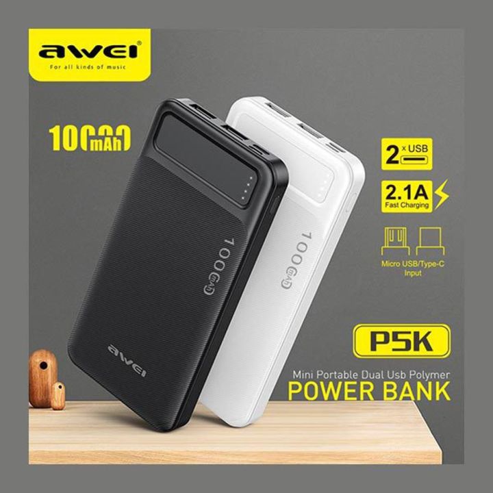 Awei%20P5K%2010000mAh%20Dual%20USB%20Port%20Power%20Bank%20Fast%20Charging%20Micro%20USB%20and%20Type%20C%20Input%20Power%20Bank%20-%20Image%202