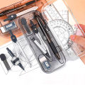 Portable Math Set Ergonomic Multi-functional Metal Maths Geometry Set Compass Ruler Protractor Squares Sharpene for School. 