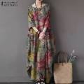 Vintage Women Sundress ZANZEA Casual Long Sleeve Printed Maxi Long Dress Kaftan Female Baggy Floral Vestidos Dresses House Foocus. 
