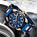 LIGE Mens Watches Brand Luxury Silicone Strap Waterproof Sport Quartz Watch Men Chronograph Clock.