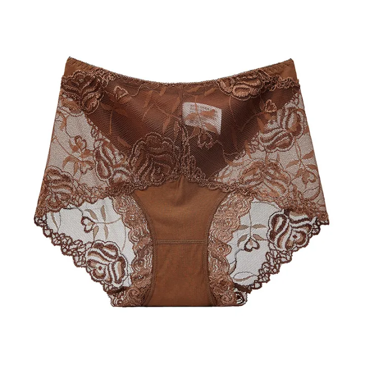 Light%20Luxury%20Lace%20Modal%20Cotton%20Belly%20Contracting%20Underwear%20Lady%20Sexy%20Traceless%20Mid%20Waist%20Hip%20Lifting%20Large%20Size%20Cotton%20Crotch%20Briefs%20Women%20-%20Image%207