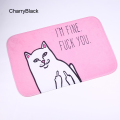 Cartoon Animal Cat Go Away Printing Doormat Flannel Home Decoration Non Slip Floor Mat Cat Door Mat Carpets.