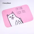 Cartoon Animal Cat Go Away Printing Doormat Flannel Home Decoration Non Slip Floor Mat Cat Door Mat Carpets. 
