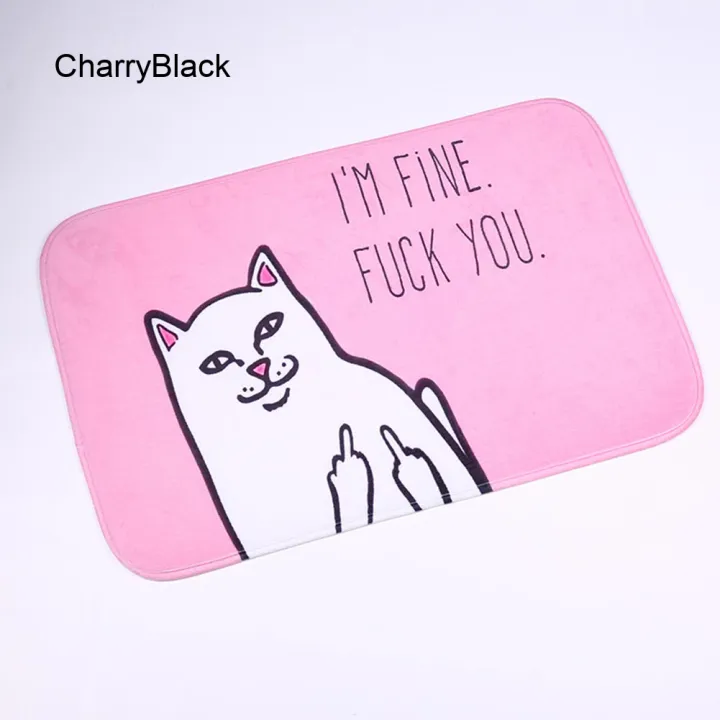 Cartoon Animal Cat Go Away Printing Doormat Flannel Home Decoration Non Slip Floor Mat Cat Door Mat Carpets