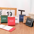 Simple Solid Color 2024 Mini Desktop Paper Calendar Dual Daily Scheduler Table Planner Yearly Agenda Organizer Desk.
