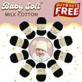 Baby Soft Milk Cotton Wool Yarn for Crocheting-10 pcs (BUY 8 GET 2 FREE)-500 grams Total - 50g / piece - Milk Cotton Yarn for Making Bags, Crafts, Amigurumi, Baby Clothing, Sweaters, Table Mats, Decors, Scarfs, Shawls, Dolls, and more.