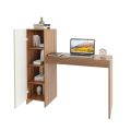 Maria Cupboard Study Table, Workstation, Computer, Laptop, WFH Office Desk, Gaming Table with Side Bookshelf Storage (Exotic Teak & White) 43/40. 