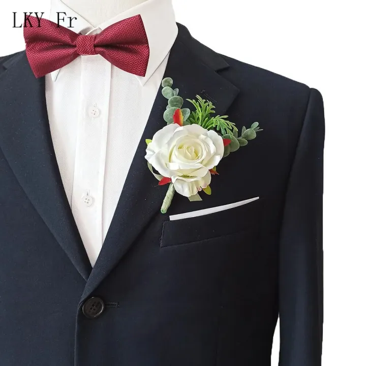 LKY%20Fr%20White%20Roses%20Boutonniere%20Corsage%20Wedding%20Accessories%20Artificial%20Flowers%20Bridesmaid%20Groom%20Buttonhole%20Lapel%20Pins%20Suit%20Brooch%20-%20Image%204