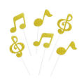 6 Pcs Music Notes Themed Cupcake Topper Paper Cake Inserts Card Wedding Cake Topper Decoration. 