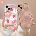 For Vivo Y27s Y36 Y12 Y17s Y27 Y15 Y20 Y17 Y35 Y21 V25 E Y16 Y22 Y11 Y15s Y20s Y30 Y51 Y02 Y12s V29 Y22s Y91 Y31 Y91C Y21s Y33 V27 Oil Painting Pink Large White Flower Strawberry Doodle Case. 