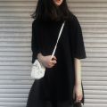Tees Black White Solid Color Basic T shirts Women Casual Harajuku Summer Cool Girl Long Streetwear Tops Korean Hipster. 