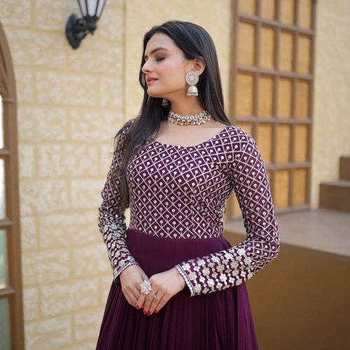 Indian Designer Embroidered Readymade Long Gown Dress Two Pieces Set For  Women | Daraz.com.bd