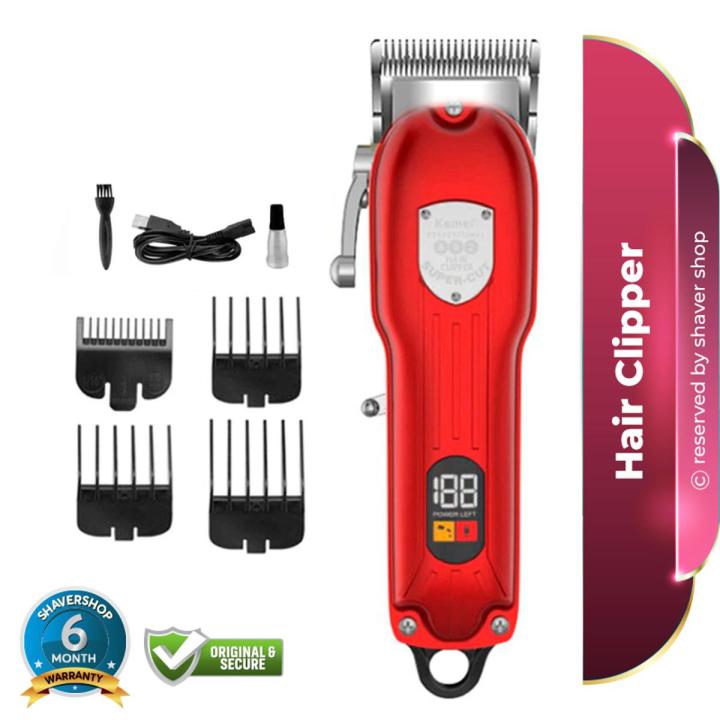 Kemei KM-802 Metal Engraving Hair Clipper With LED Display For Men