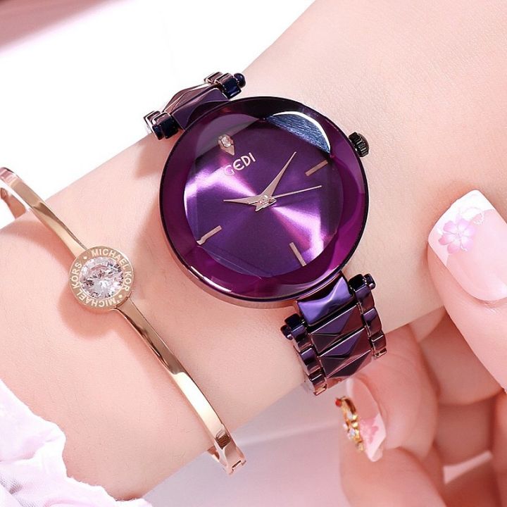 Goddy's new Douyin Internet celebrity women's watch, fashion women's personality, trendy atmosphere, purple steel band women's watch