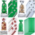 Soccer Treat Bags Gift Bags Football Treat Bags Party Favors Clear Candy Cello Bags with Silver Twist Ties Party Supplies. 