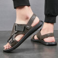 Sandals men's summer new men's casual outdoor beach shoes men's breathable sandals 2024 british korean leather sandals.