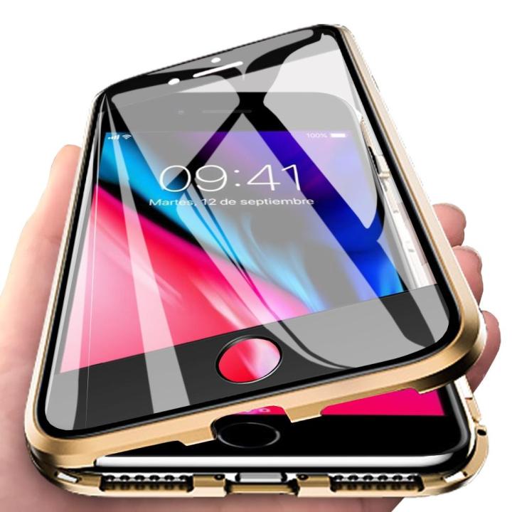For%20Apple%20iPhone%208%20plus%20Casing%20360%C2%B0%20Full%20Body%20Transparent%20Tempered%20Glass%20with%20Magnetic%20Adsorption%20Metal%20Bumper%20Case%20Cover%20-%20Image%202